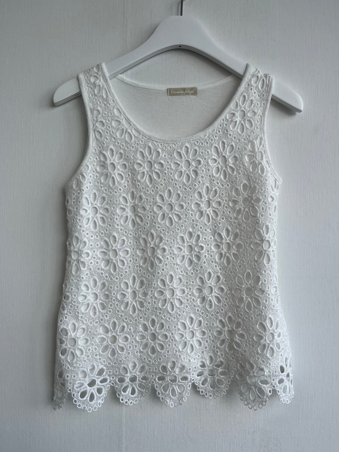 화이트 플로럴 레이스 민소매 상품이미지1