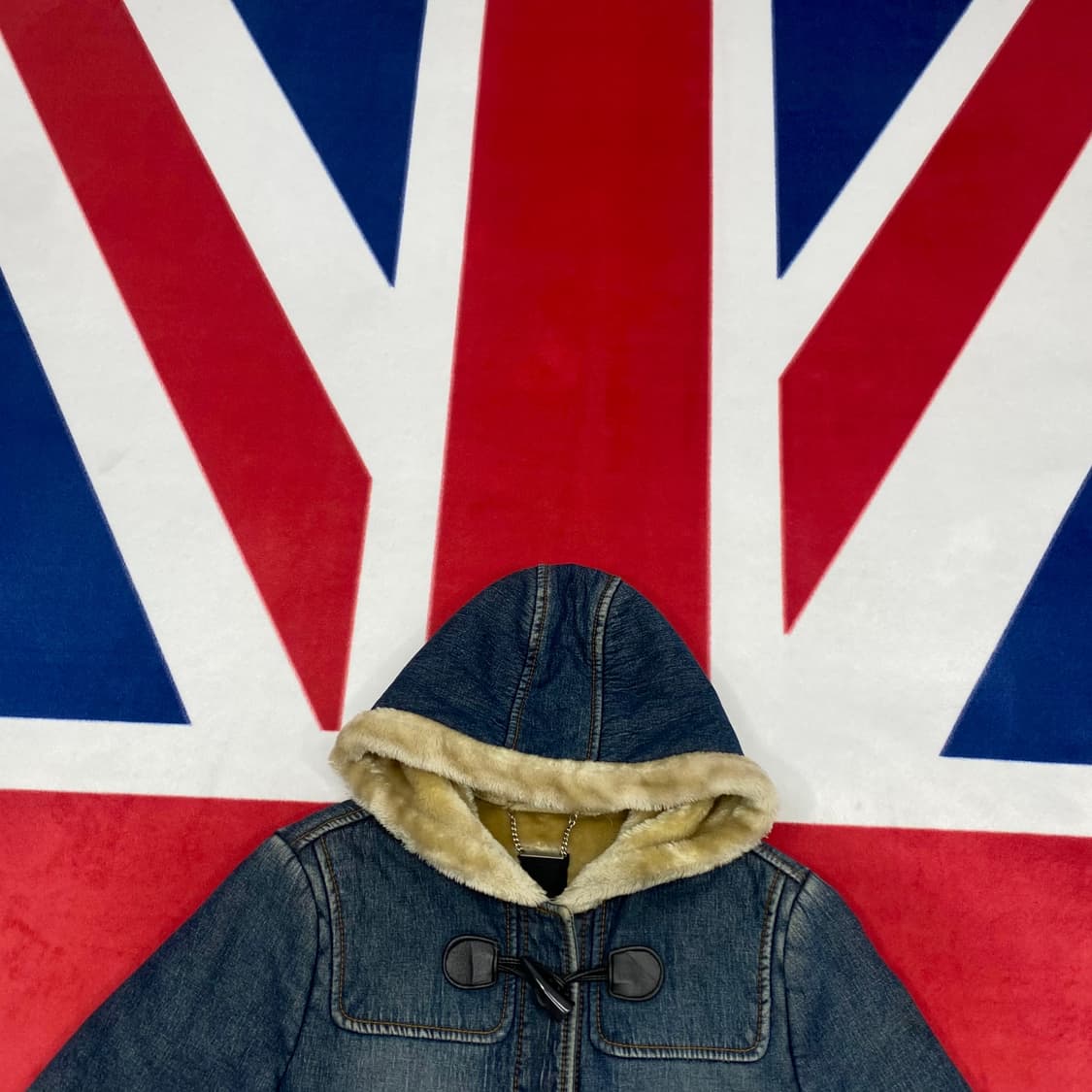 빈티지 데님 무스탕 더플코트 실측 여성 55 상품이미지2