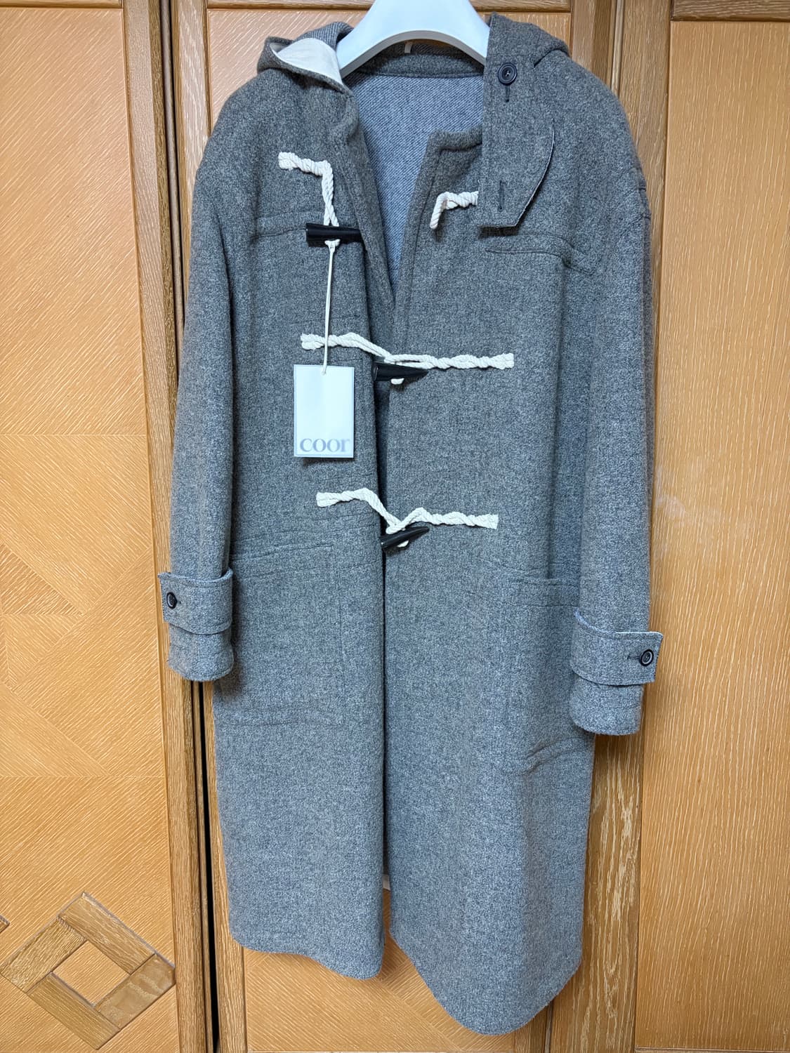 쿠어 오버사이즈 알파카 블렌드 더플코트 다크그레이 멜란지 M사이즈 새상품 상품이미지2