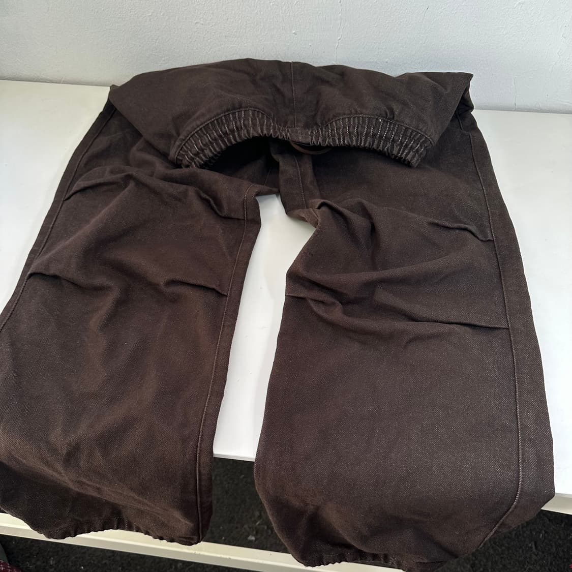 L 커스텀어클락 딥브라운 루즈핏 밴딩 데님팬츠 청바지 상품이미지4