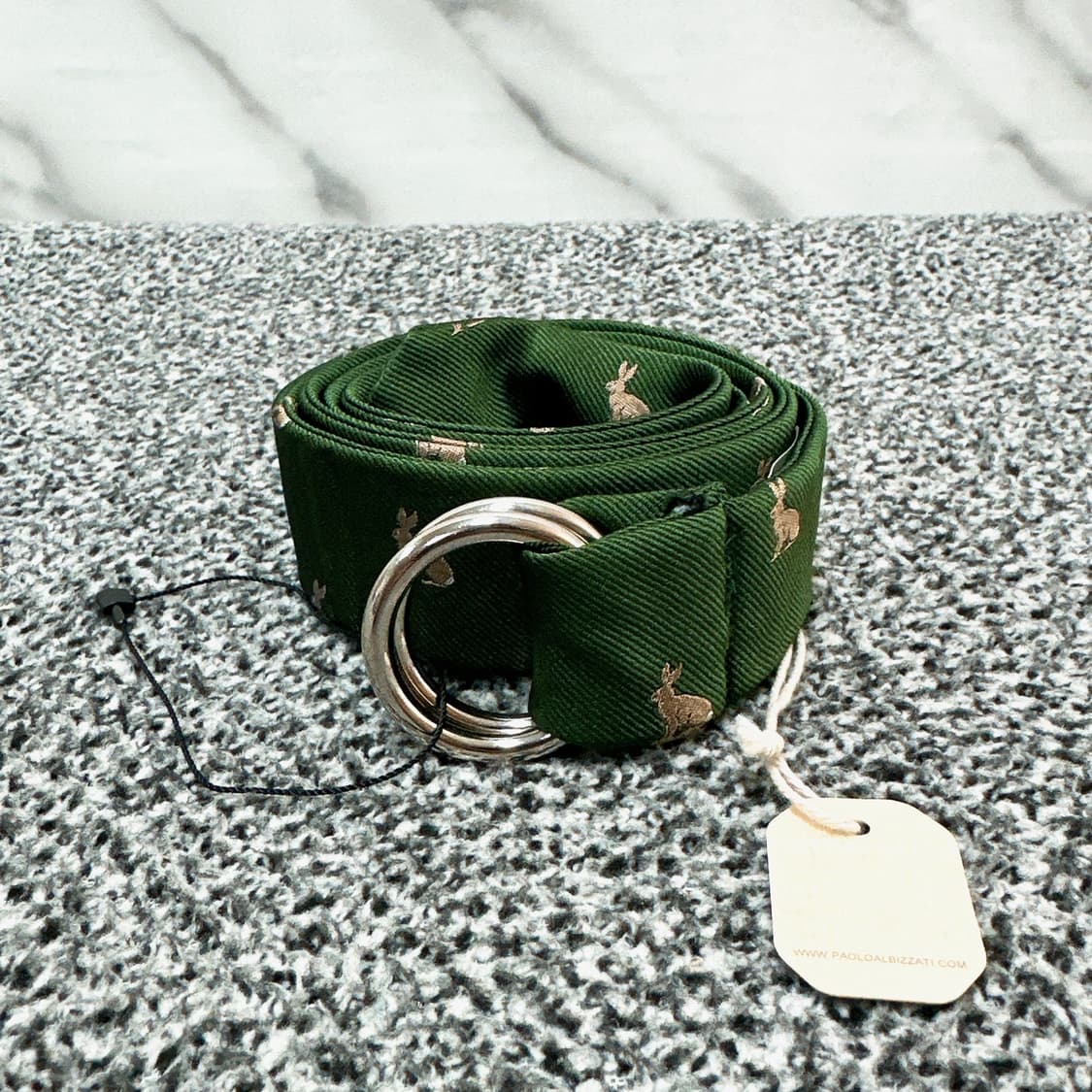 PAOLO ALBIZZATI 남성 그린 자수 실크 링  상품이미지1