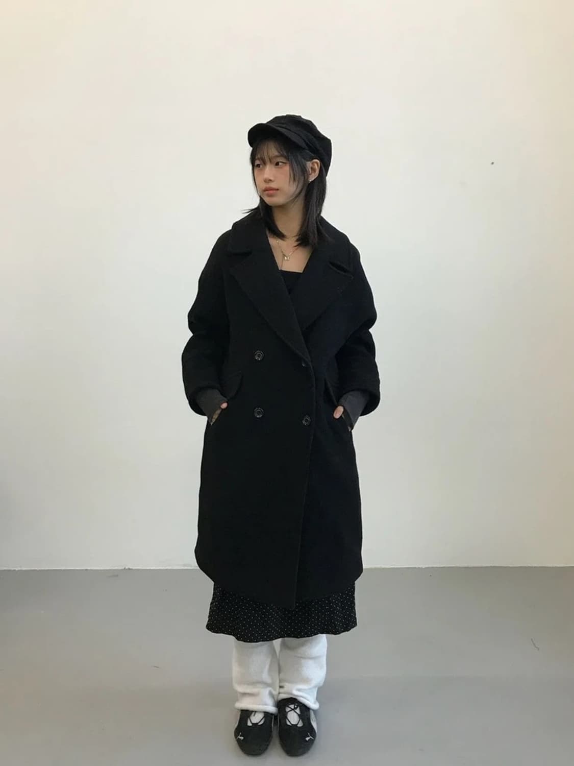 Pageboy Double Breasted Black Coat 상품이미지1