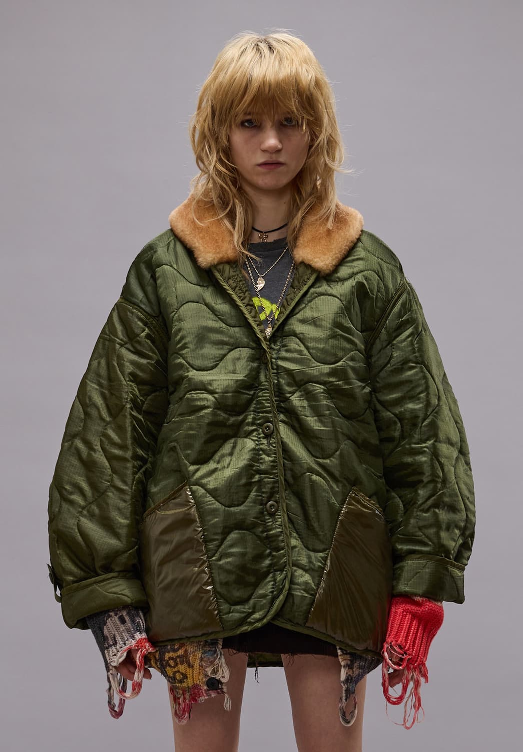 [S]알써틴 R13 퀄팅 자켓/카키 상품이미지4