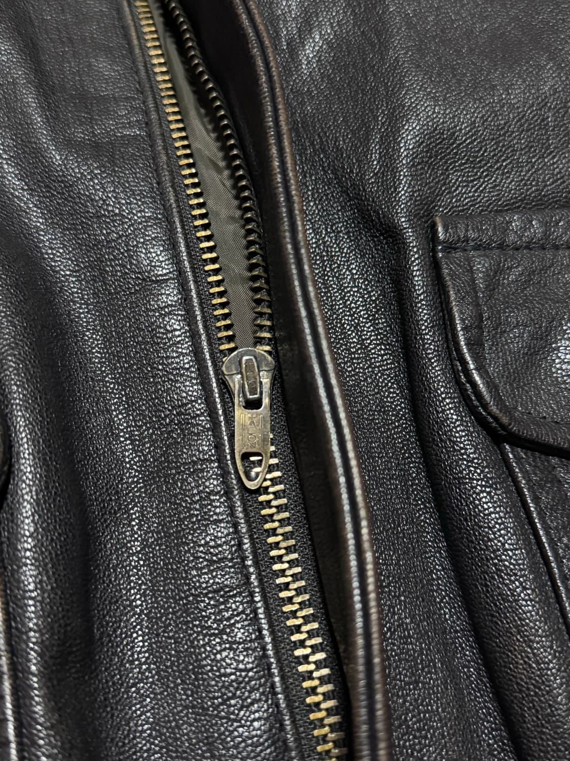 80s USA L.L.Bean A-2 고트스킨 레더 자켓 블랙 L 상품이미지9