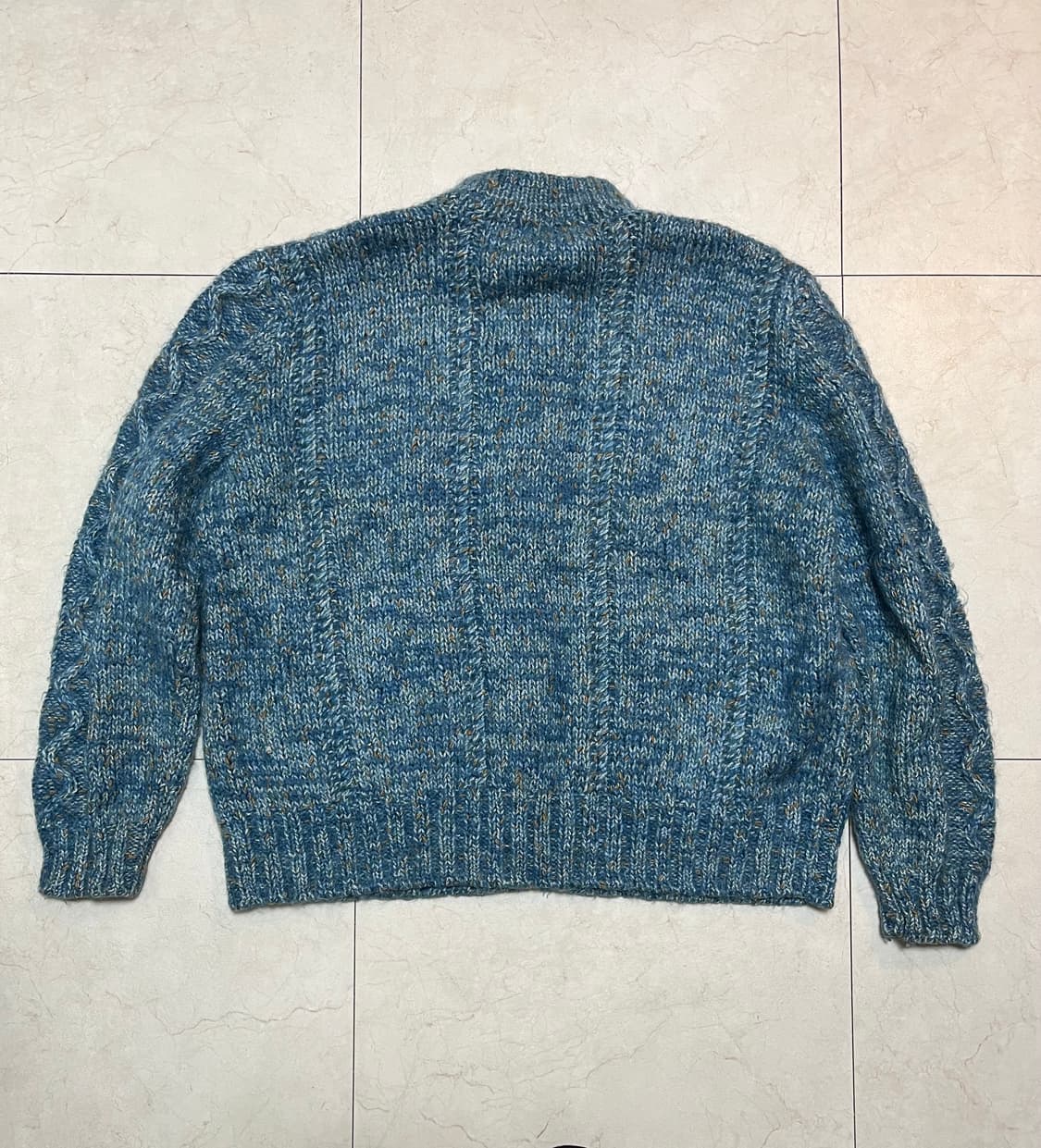 핸드 우븐 블루 울 니트집업 L 상품이미지3