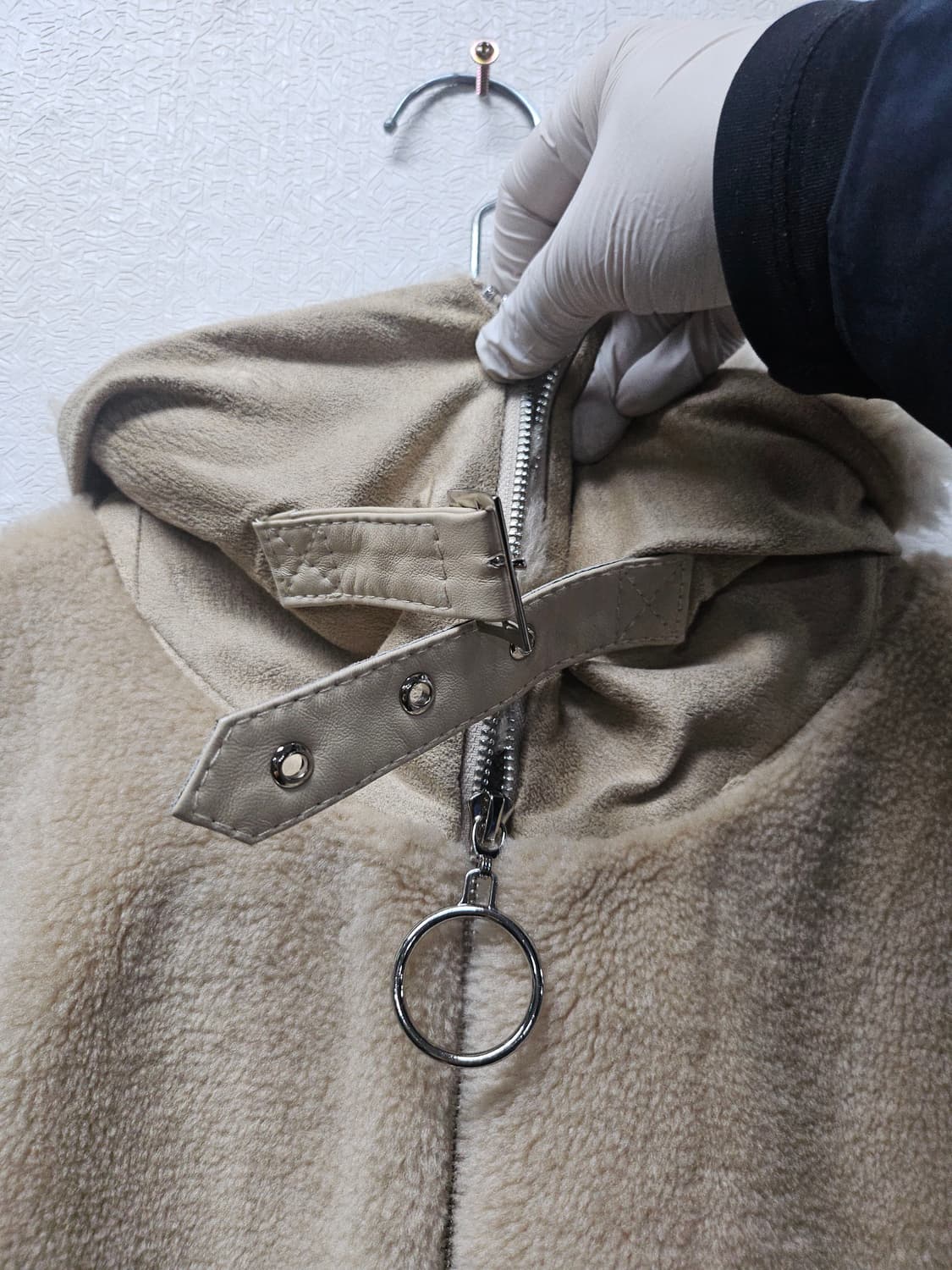 아이보리 양털 무스탕 롱 코트  L 상품이미지2