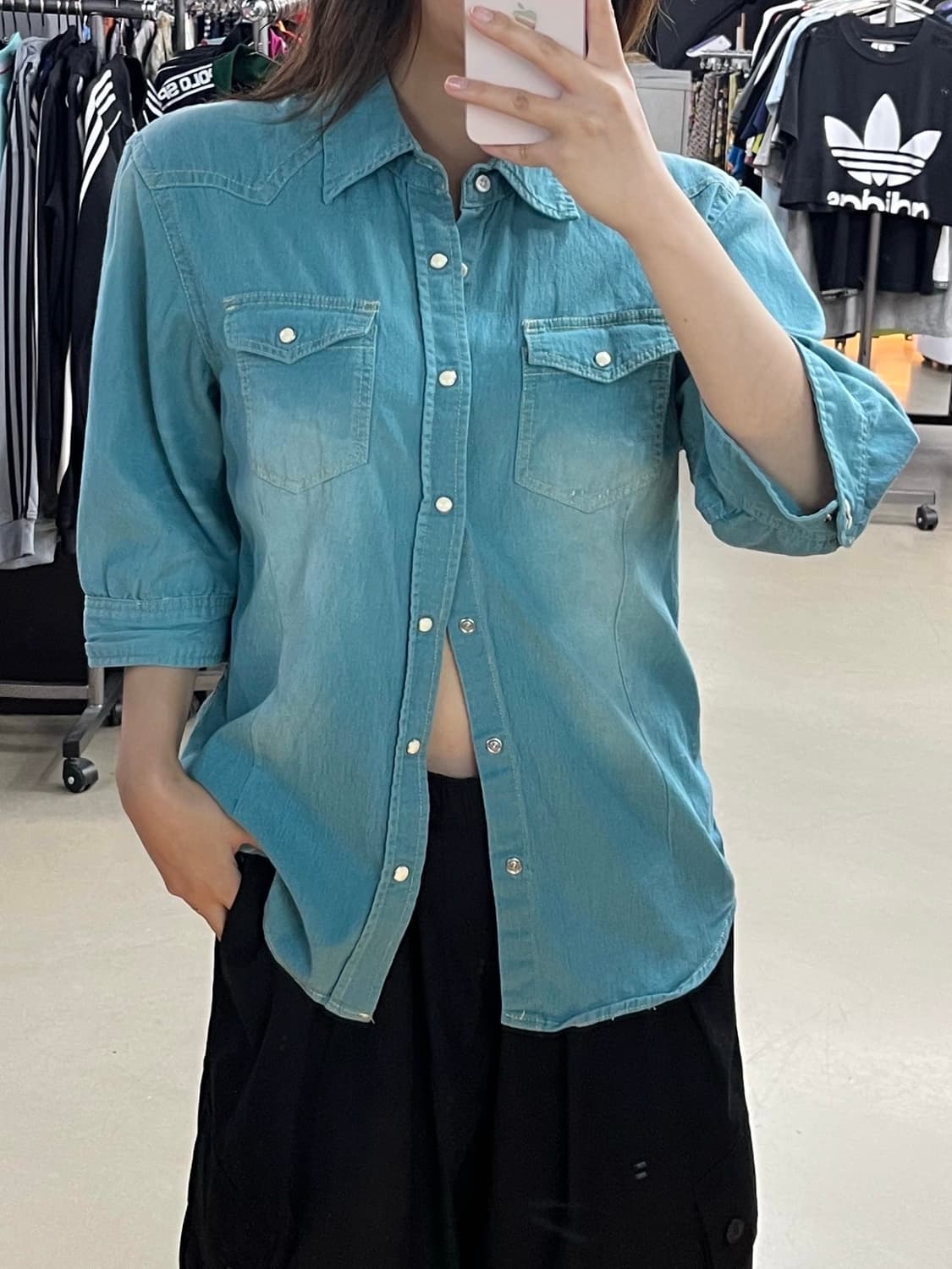 그라데이션 웨스턴 7부 셔츠 상품이미지1