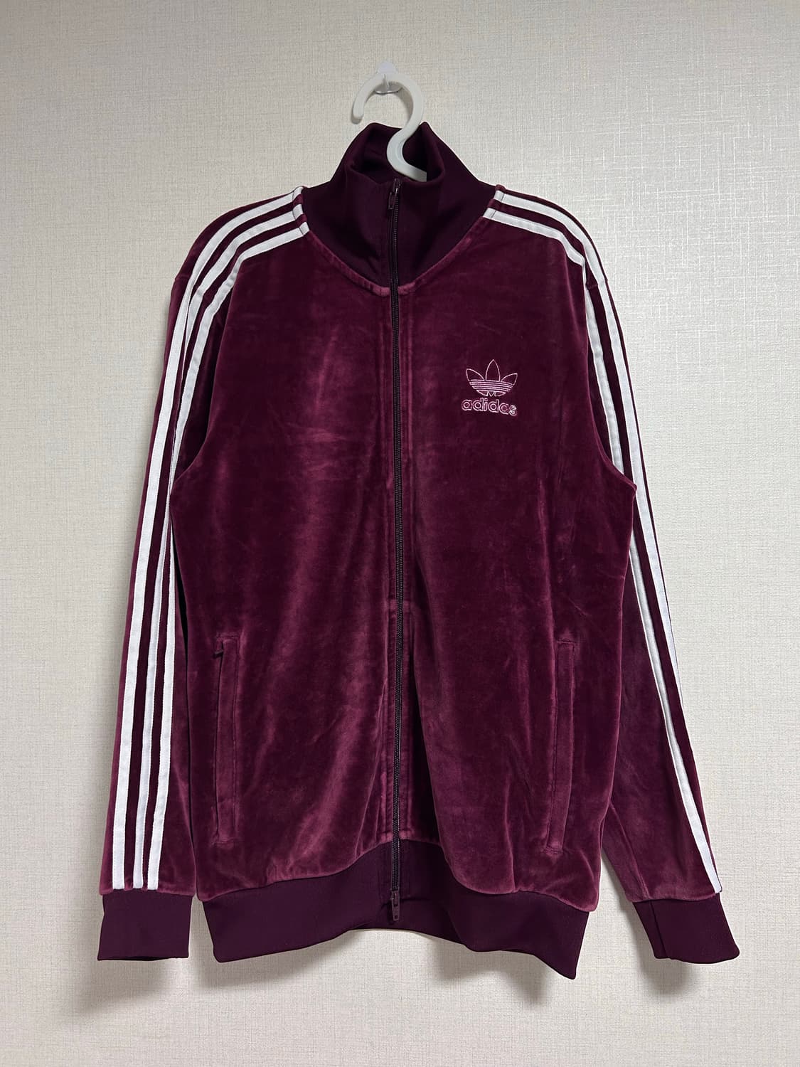 아디다스 대장 파이어버드 벨루어 벨벳 져지 버건디 레드 M  상품이미지6