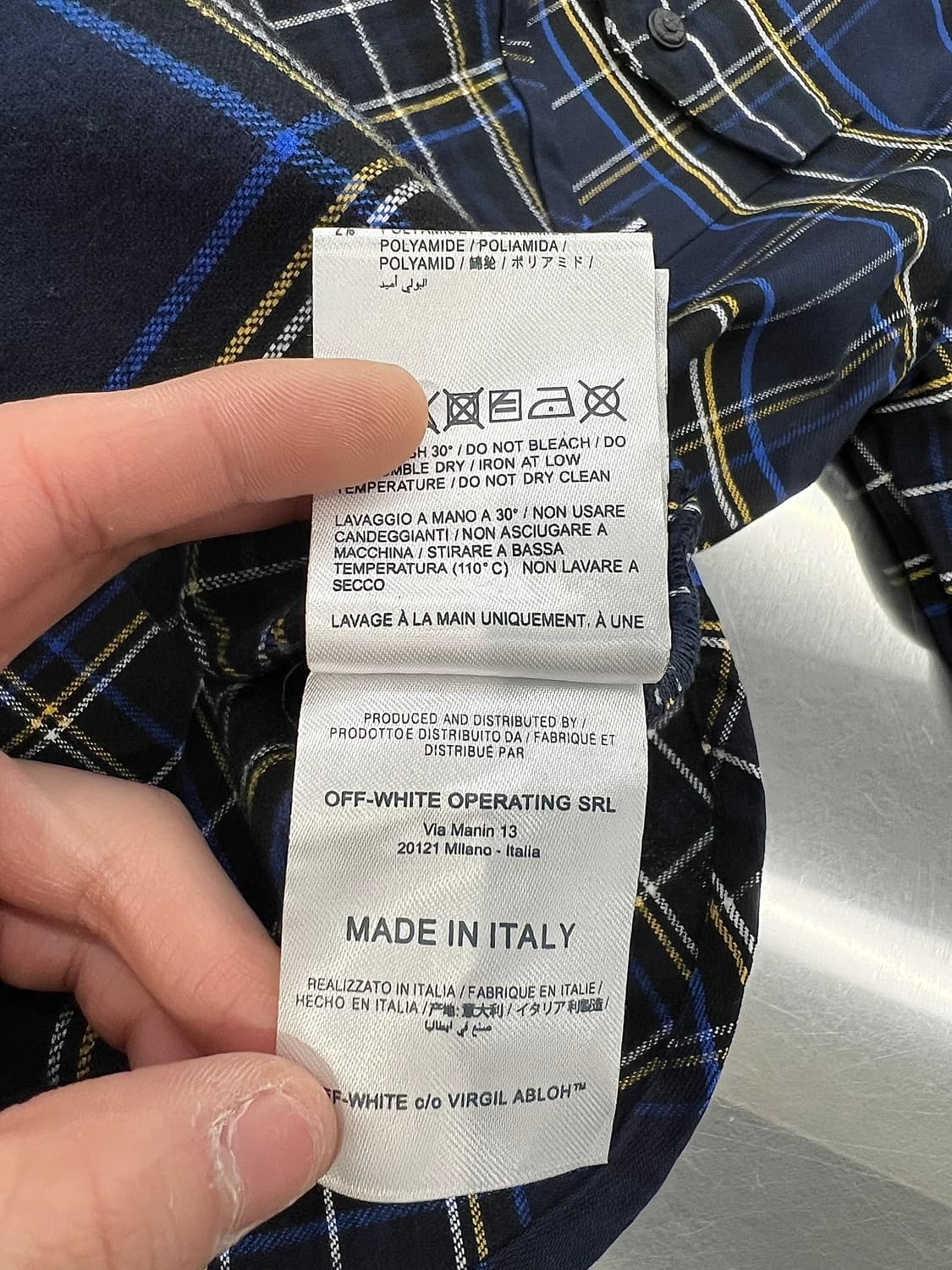 오프화이트 18ss 애로우 블루 플란넬 체크 셔츠 상품이미지9