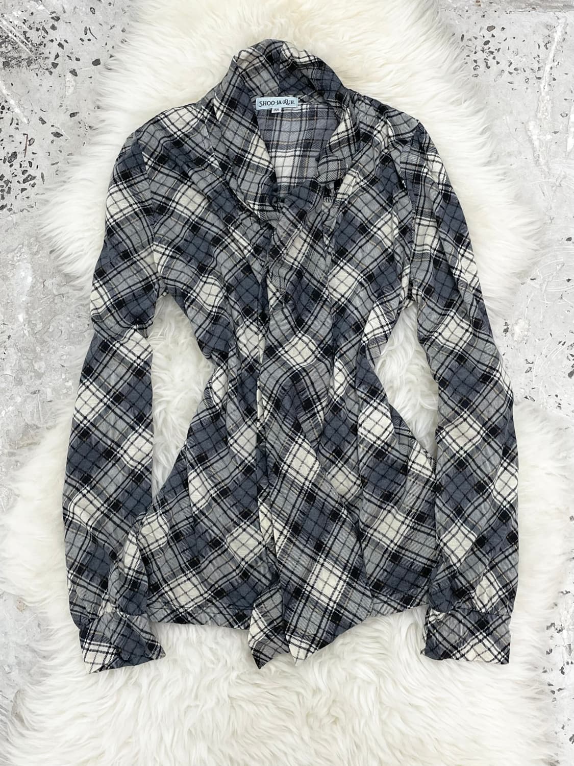 니혼진 체크 타이 블라우스 상품이미지1