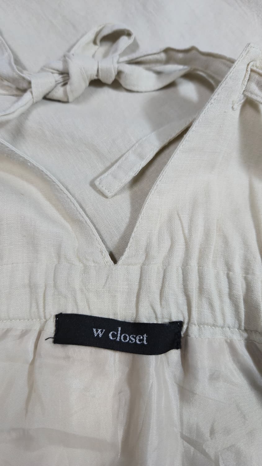 린넨 버튼 롱 원피스 아이보리 나시 뷔스티에 A라인 상품이미지5