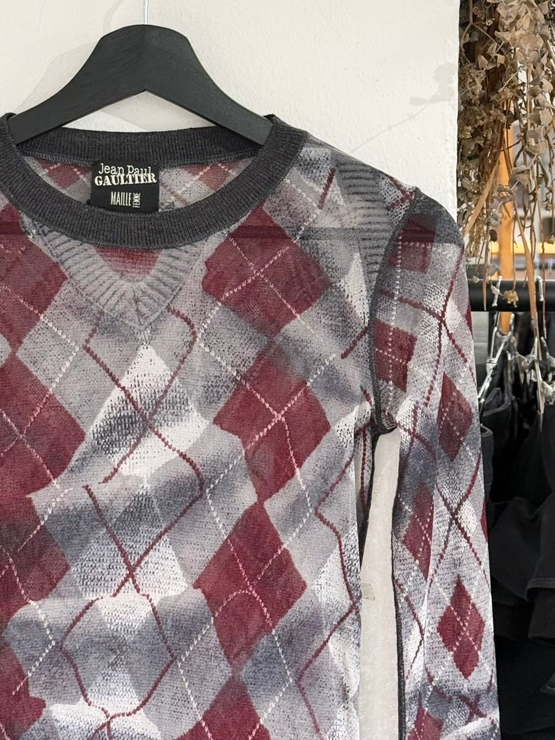 장 폴 고티에 04fw 아가일 스웨터 시스루 메쉬 탑 상품이미지3