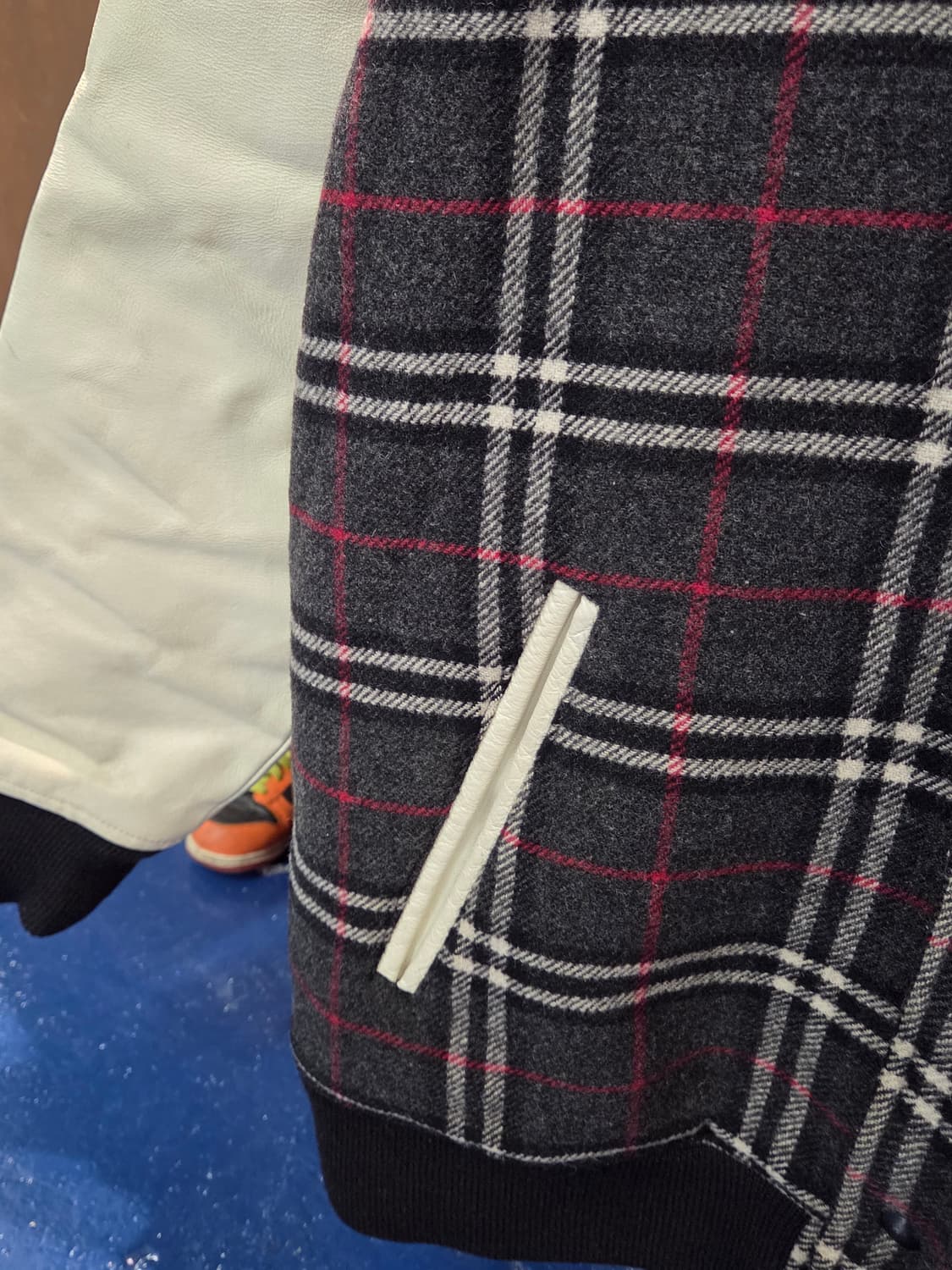 Japanese vtg 노바체크 돈피 레더 바시티 자켓 상품이미지8