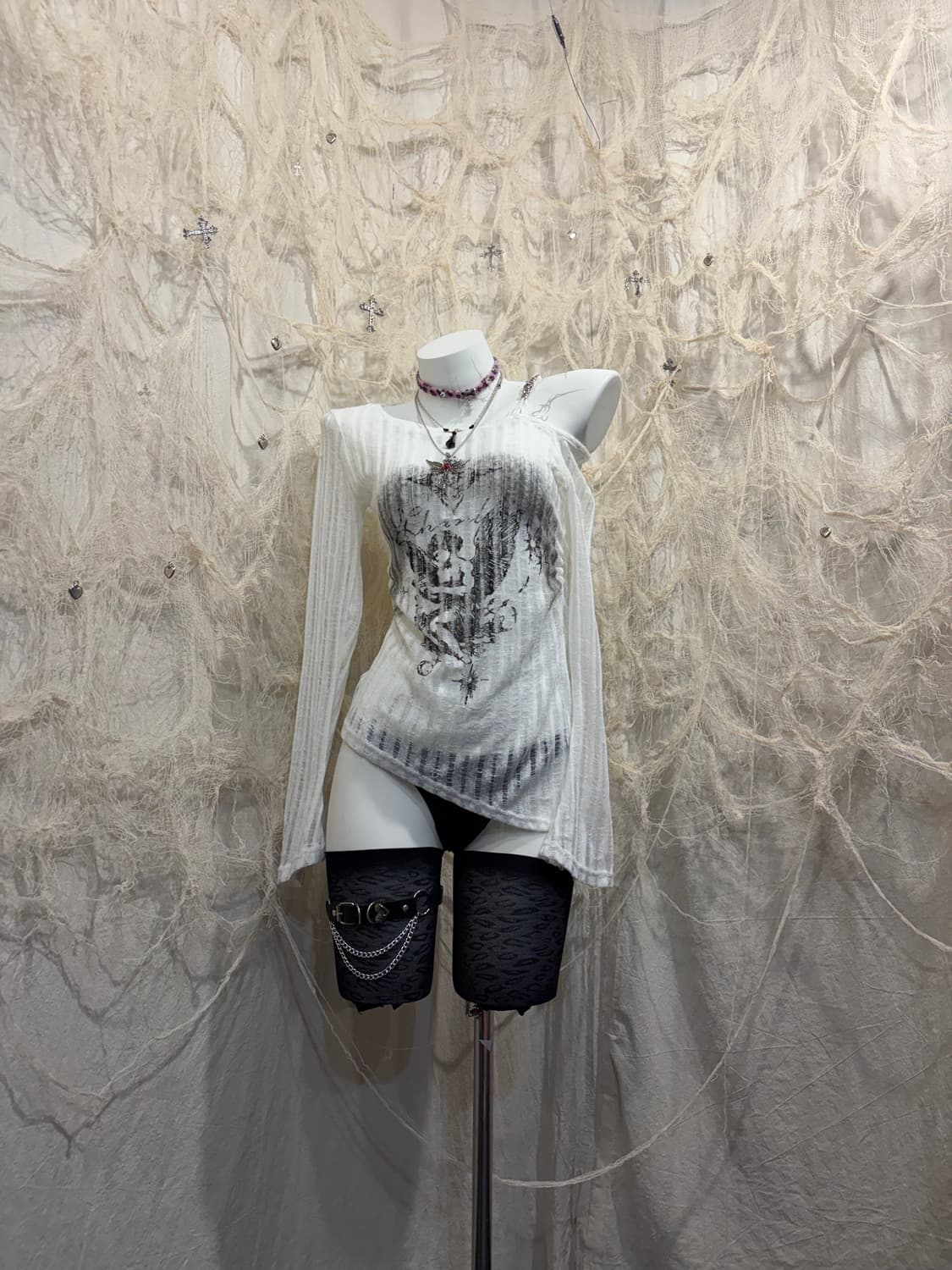 Y2K angel See-through one off-shoulder  상품이미지3