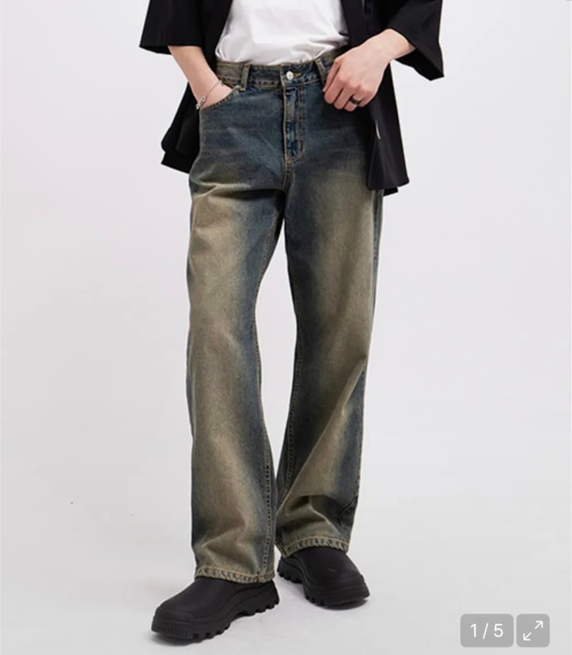 [딥센스] 워싱 와이드핏 데님 [샌드옐로우] 상품이미지1