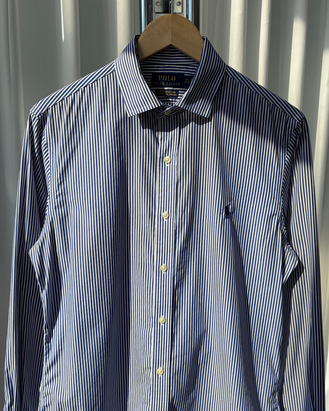 [M]폴로 랄프로렌 이지케어 스트라이프 포플린 셔츠 블루 상품이미지4