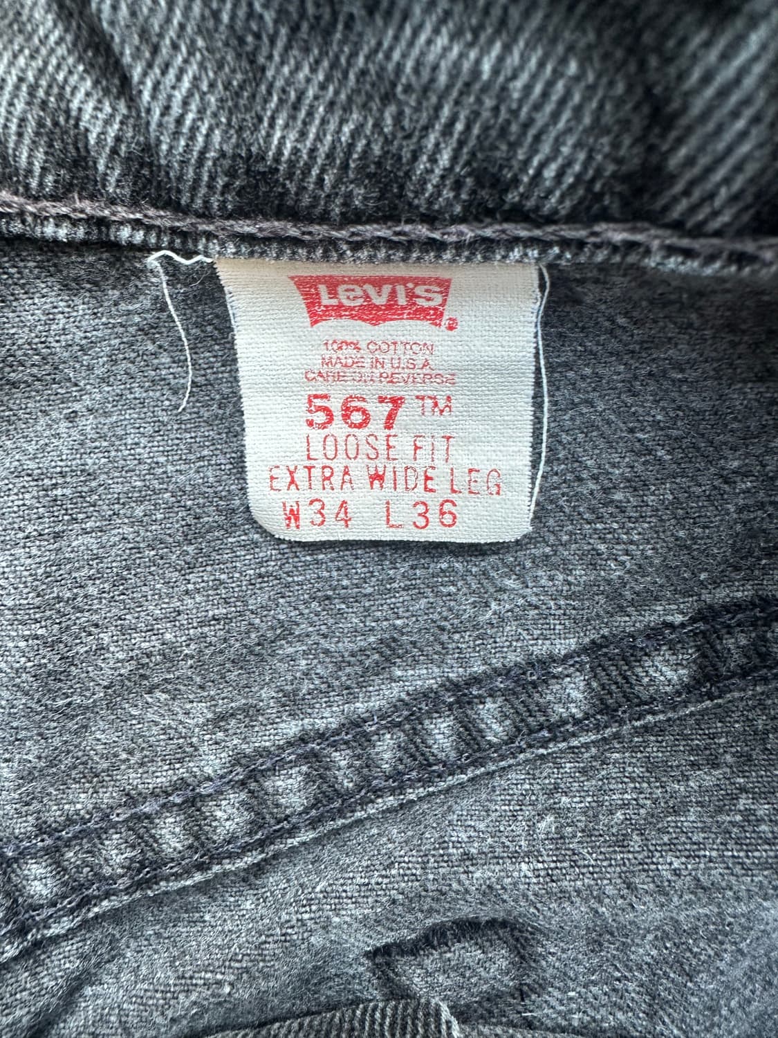 빈티지 90s 리바이스 567 블랙 데님 팬츠  상품이미지4