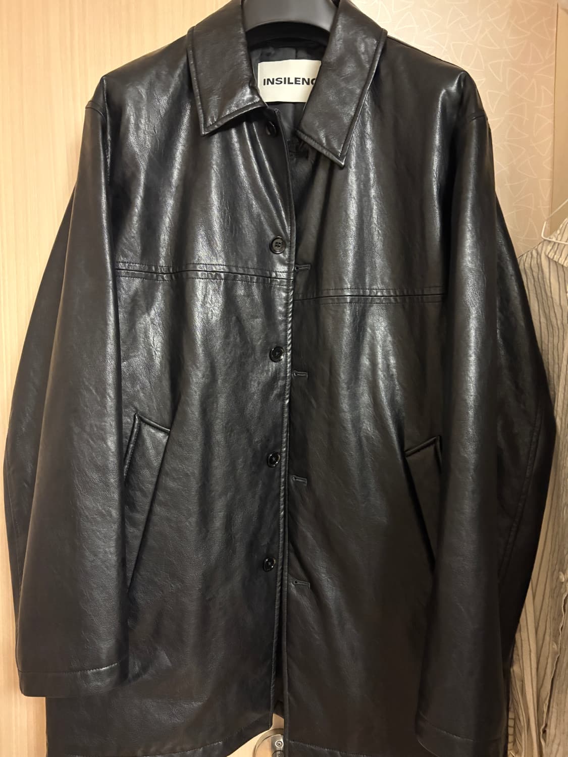 인사일런스 포우 레더 카 코트 블랙 L 상품이미지4