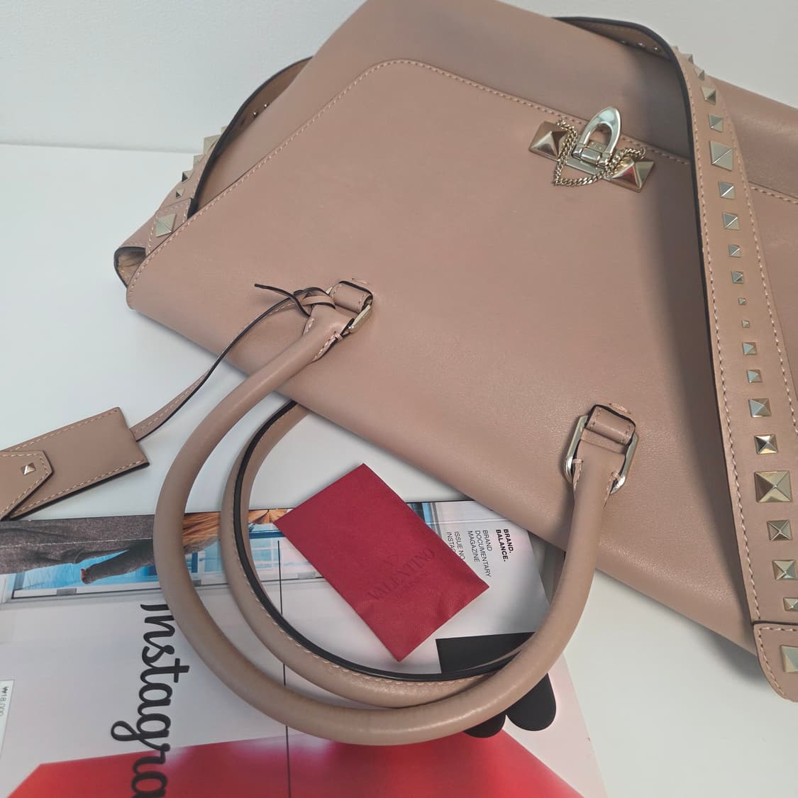VALENTINO 발렌티노가라바니 정품 2way 핑크베이지 금장 락스터드 상품이미지10