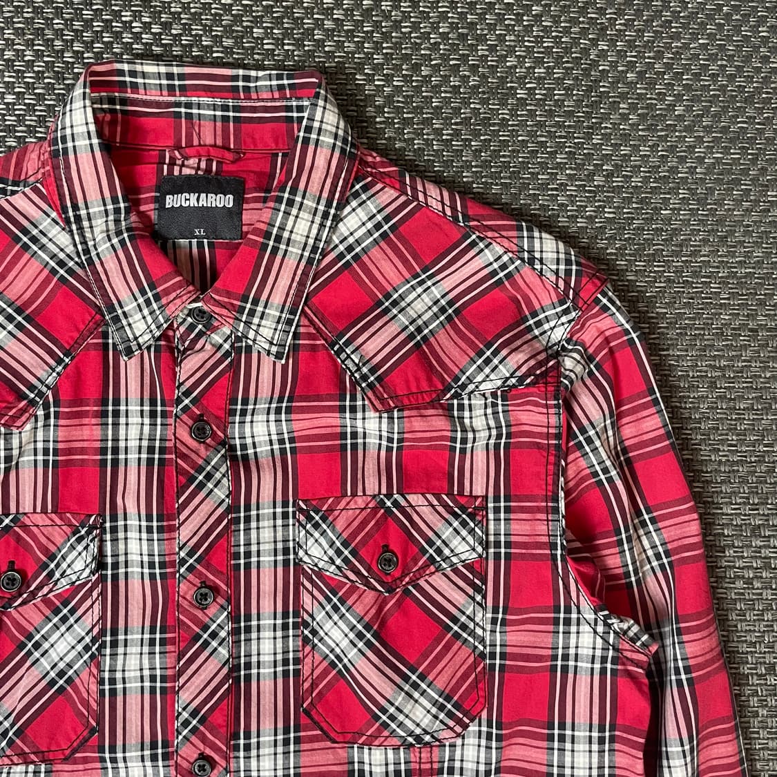 버커루 더블 포켓 레드 체크 셔츠 XL 상품이미지4
