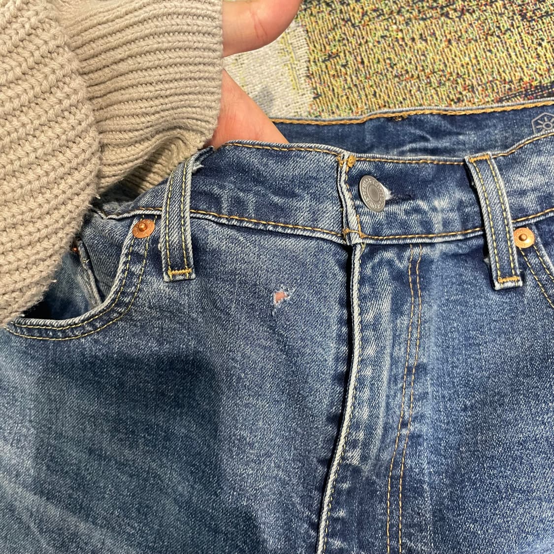 (36) 리바이스 502 쿨데님 스판 중청 데님 상품이미지5