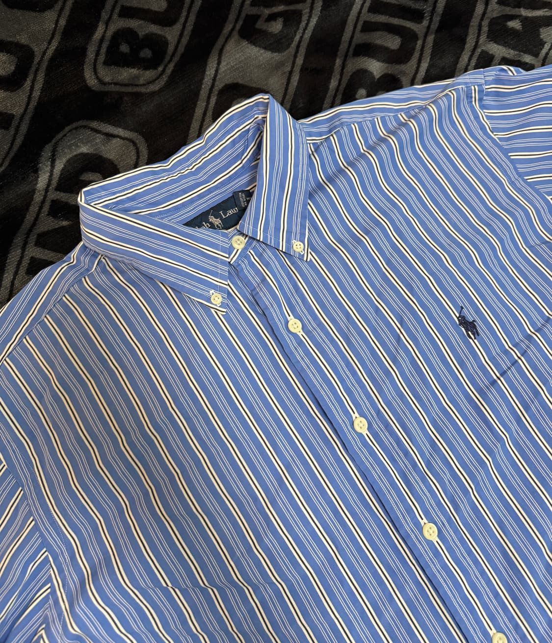 폴로 랄프 로렌 롱 슬리브 버튼 다운 셔츠 블루 화이트 스트라이프 상품이미지3