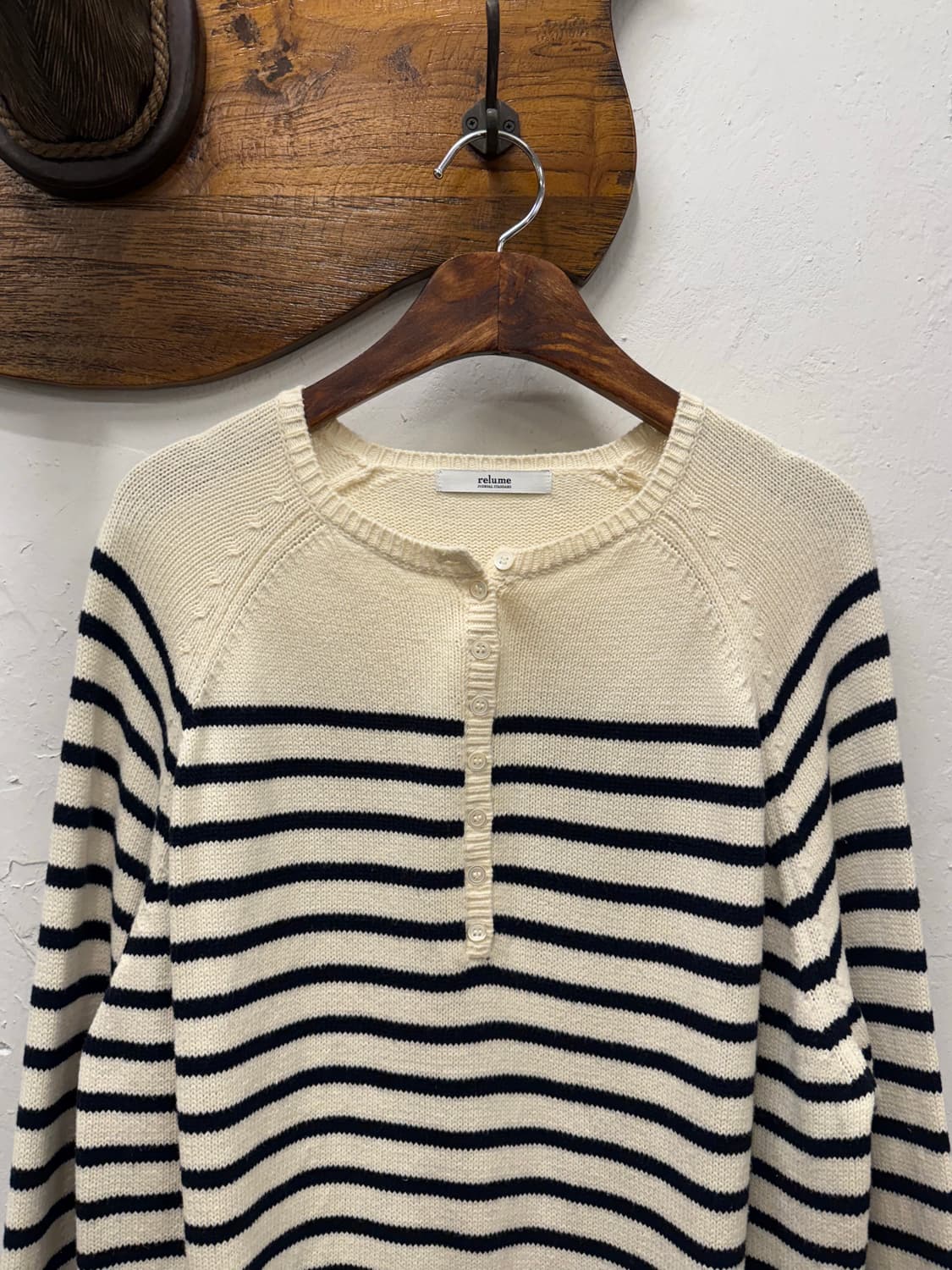 F) JOURNAL STANDARD Striped Knit Henley  상품이미지1
