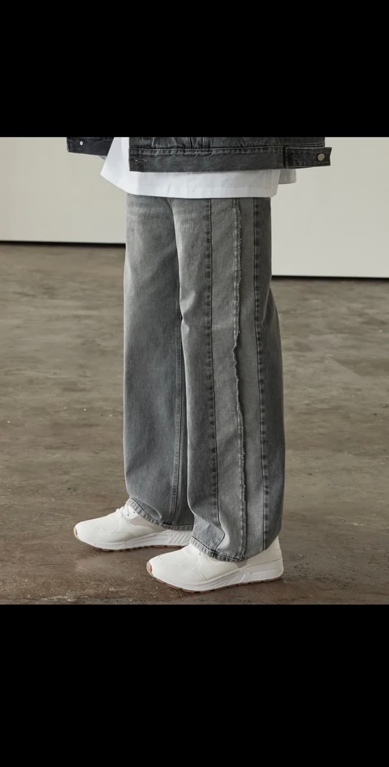 에드 어글리 롱 와이드 데님 그레이 상품이미지1