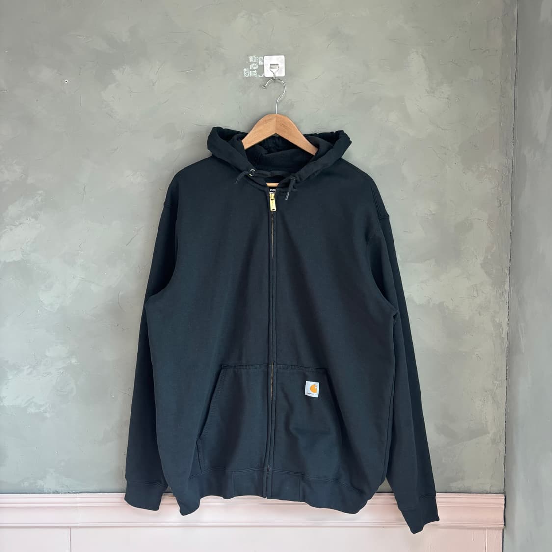 칼하트 미드웨이트 루즈핏 후드집업 블랙 상품이미지1