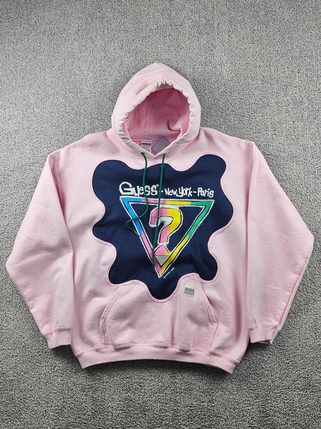 80's GUESS 아플리케 커스텀 스웻 후드 티셔츠 ( L )/9353 상품이미지2