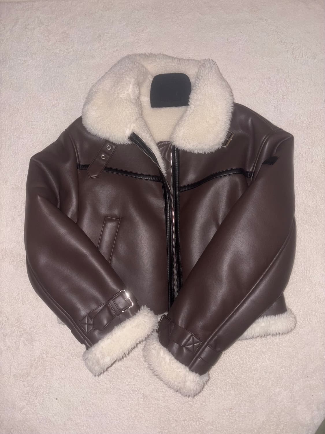 레더리 오버핏 무스탕 자켓 브라운 상품이미지2