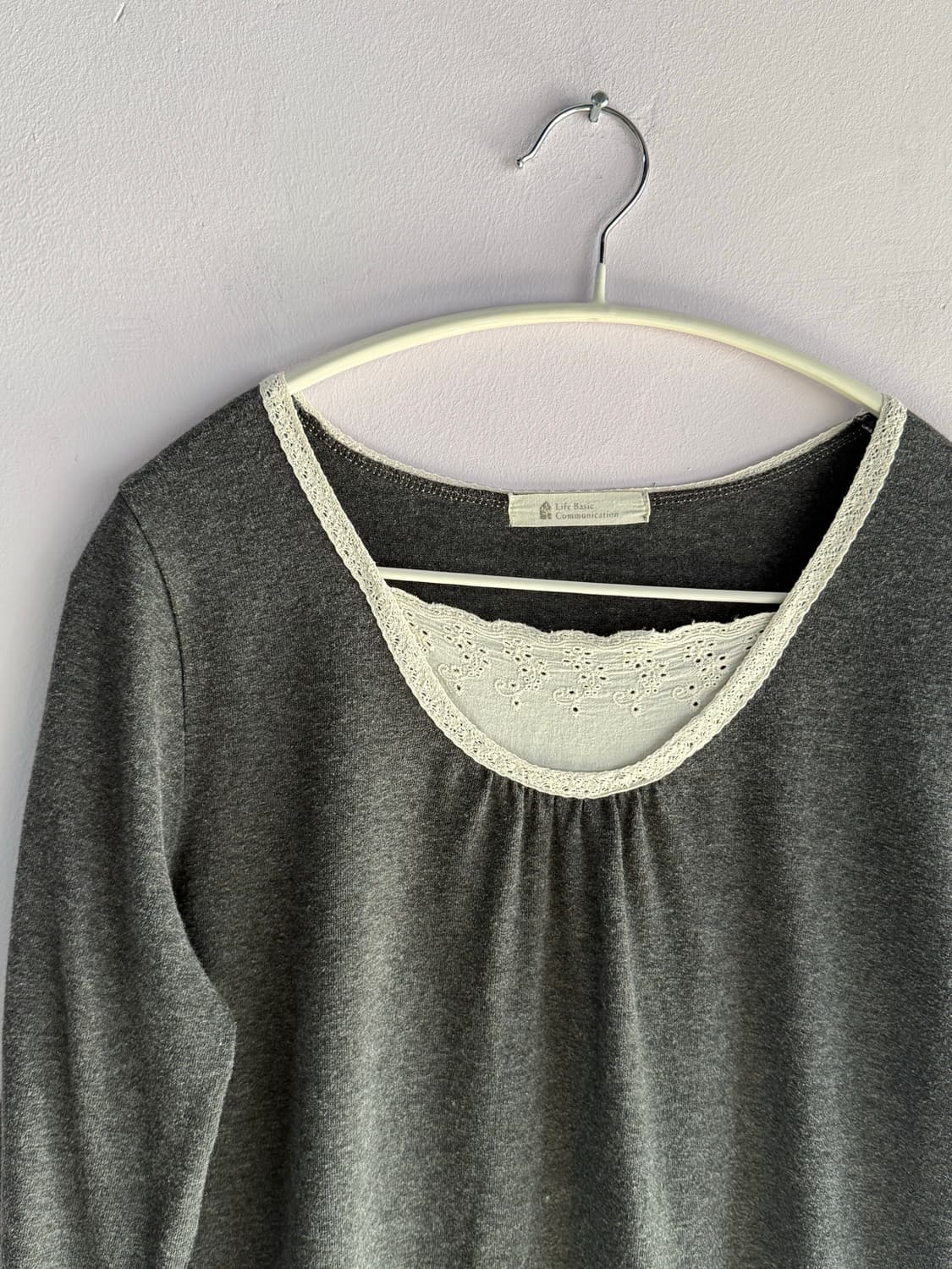 일본빈티지 차콜 레이스 롱슬리브 , 원피스, 코튼원피스 상품이미지7