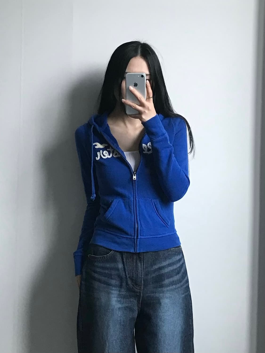 홀리스터 y2k 와투케 블루 딱붙 후드집업 상품이미지1