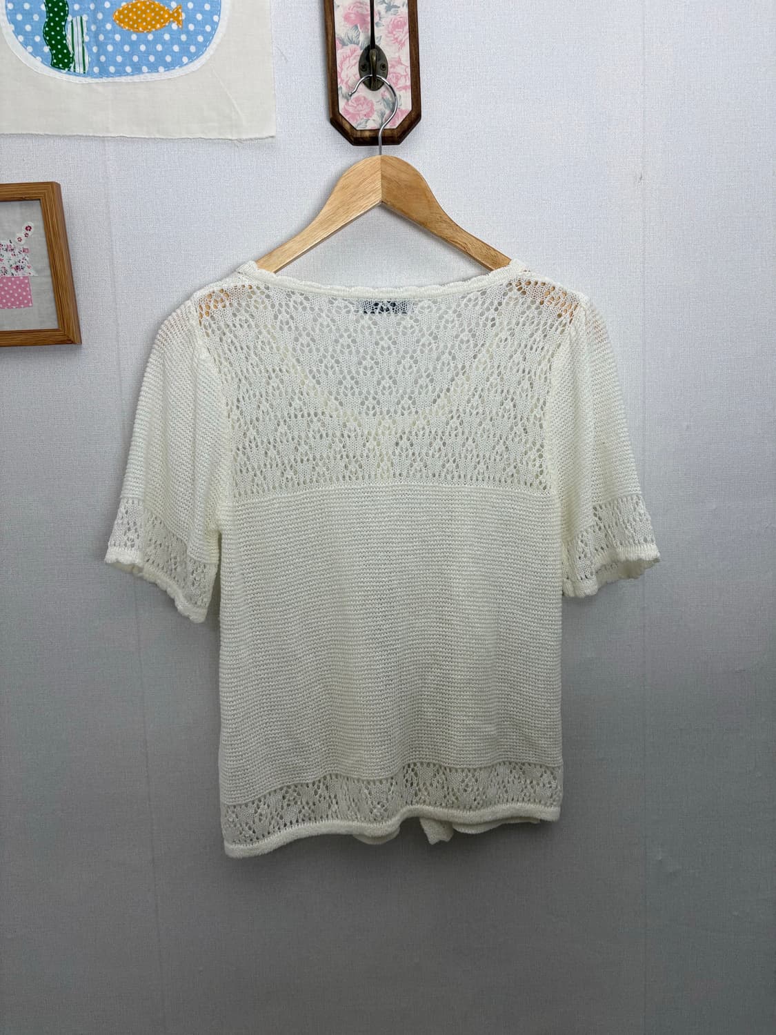 아이보리 반소매 니트 가디건 상품이미지4