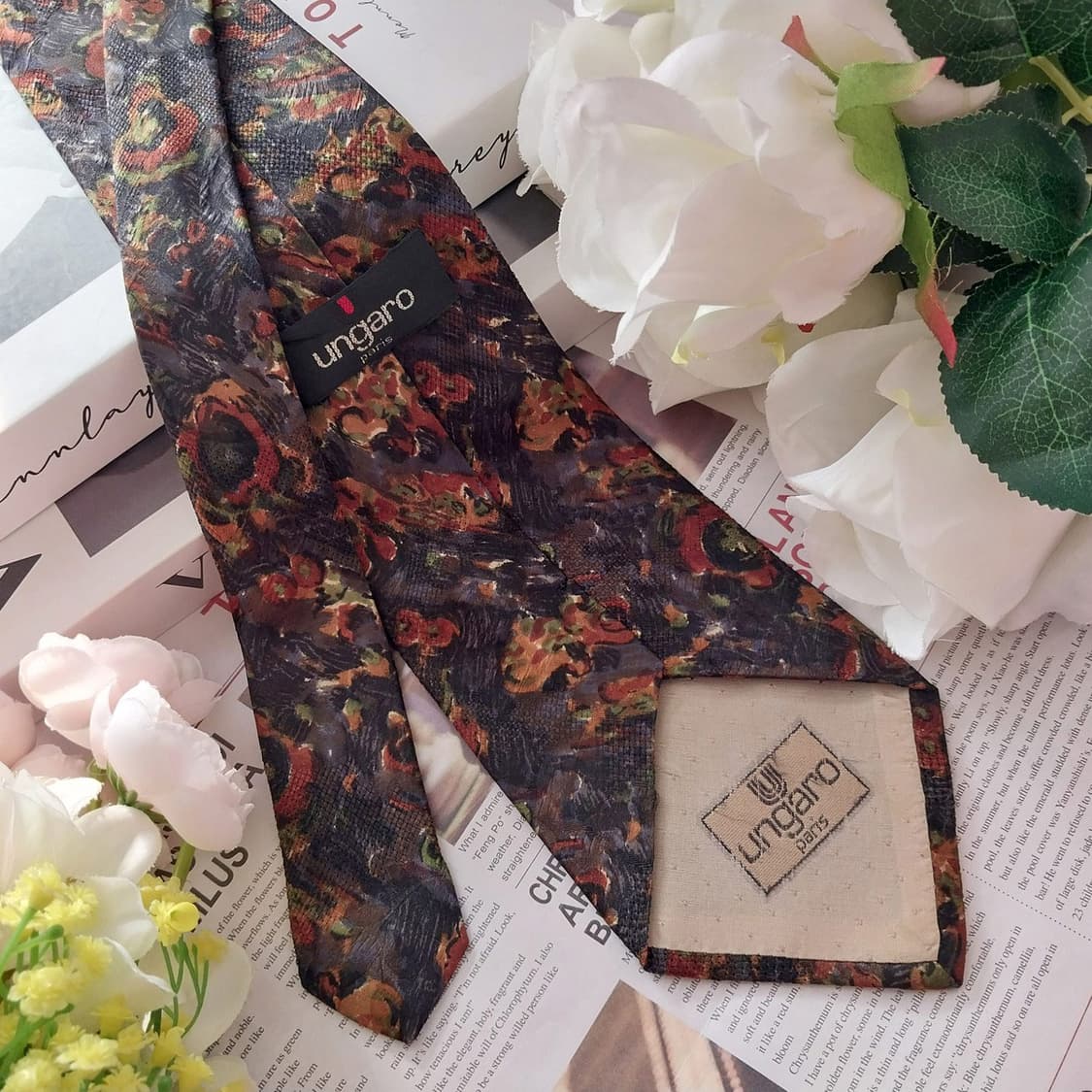 웅가로 실크 아트 플로럴 넥타이 9.5cm A등급 K1317
 상품이미지5