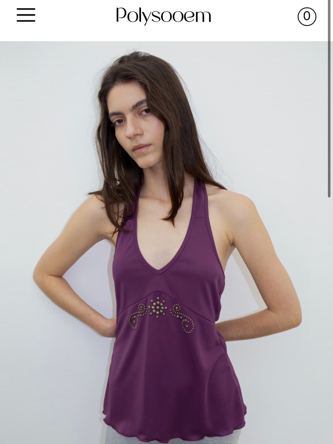 STUDDED HALTER TOP_ONZI EDITION, PURPLE 상품이미지1