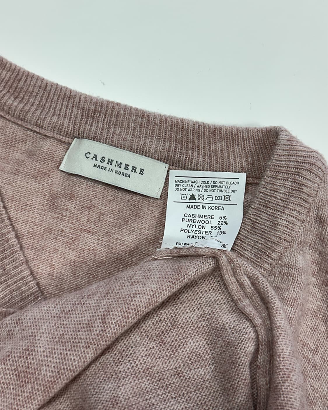 캐시미어 혼방 브이넥 니트 핑크 상품이미지4