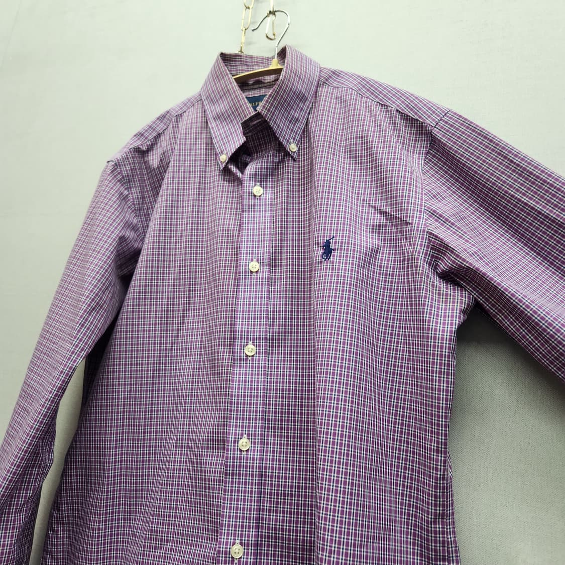 폴로랄프로렌 로고자수 퍼플체크 셔츠 L 상품이미지3