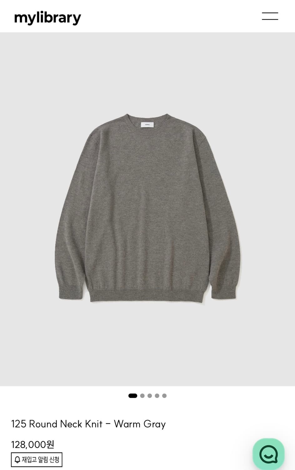 S) 마이라이브러리 125 라운드 넥 니트 웜 그레이 상품이미지1