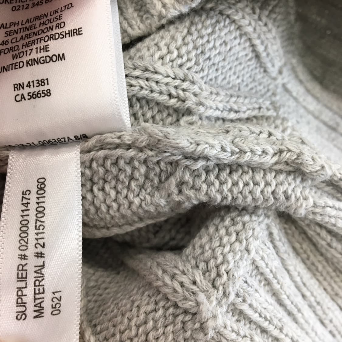 폴로 랄프로렌 상위라인 실버그레이 케이블니트 XS 상품이미지7