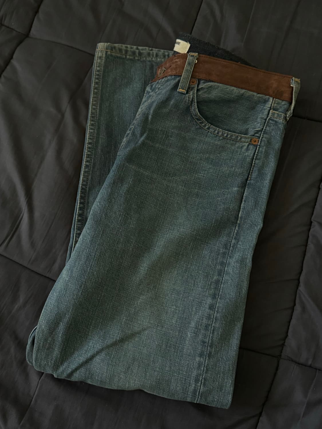 준야 와타나베 레더 패치 데님 상품이미지1