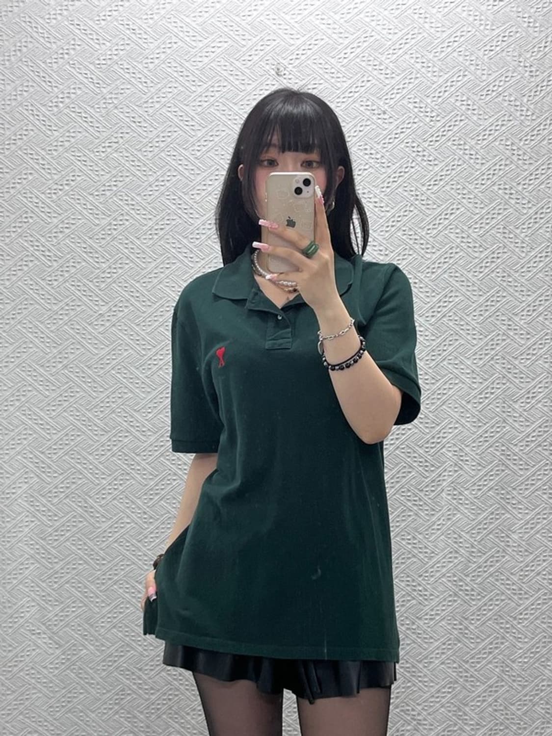 아미 캐주얼 하트로고패치 딥그린 카라 반팔티 95 C12114 상품이미지1