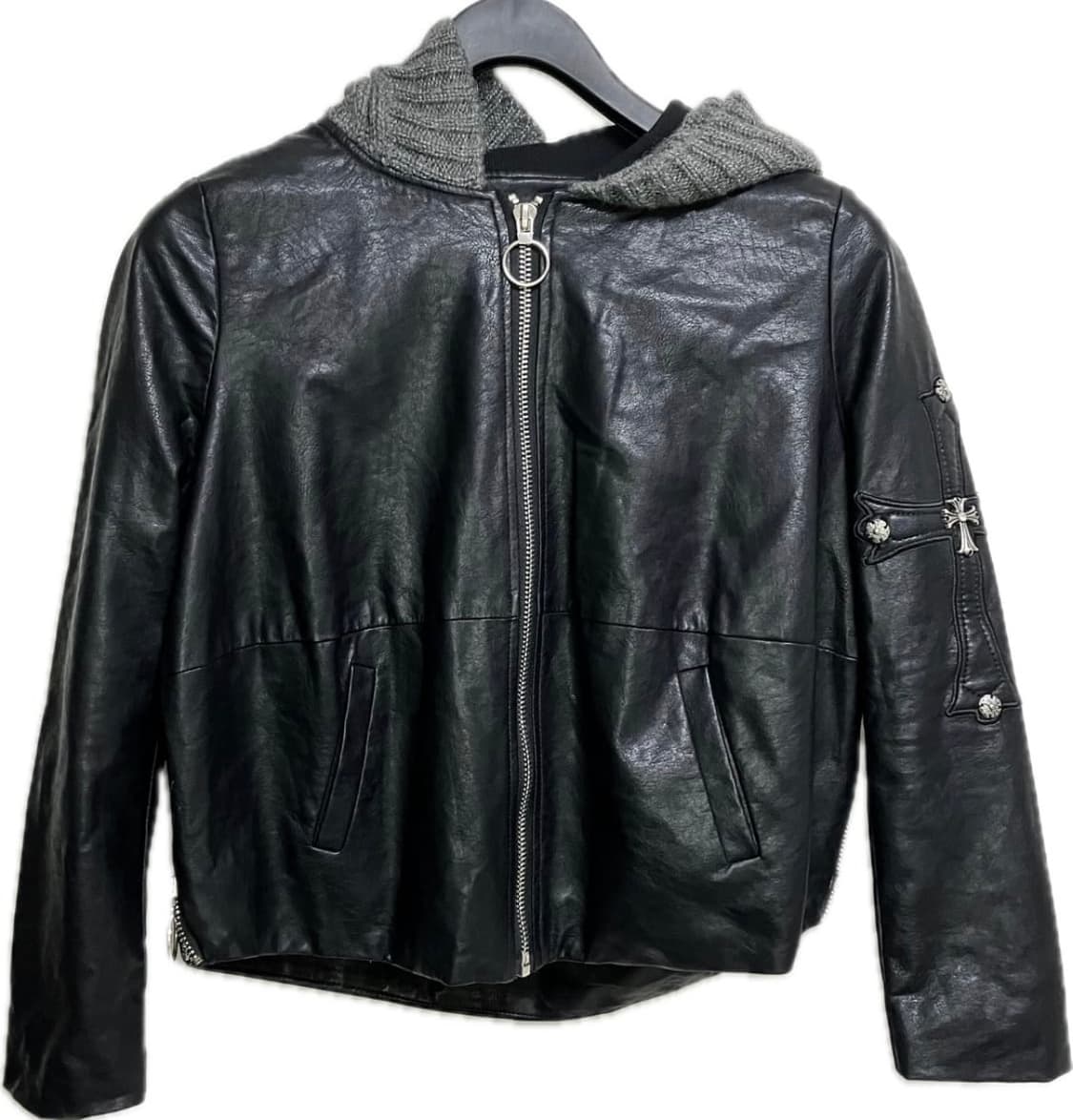 Cross detail leather hood jack 상품이미지4