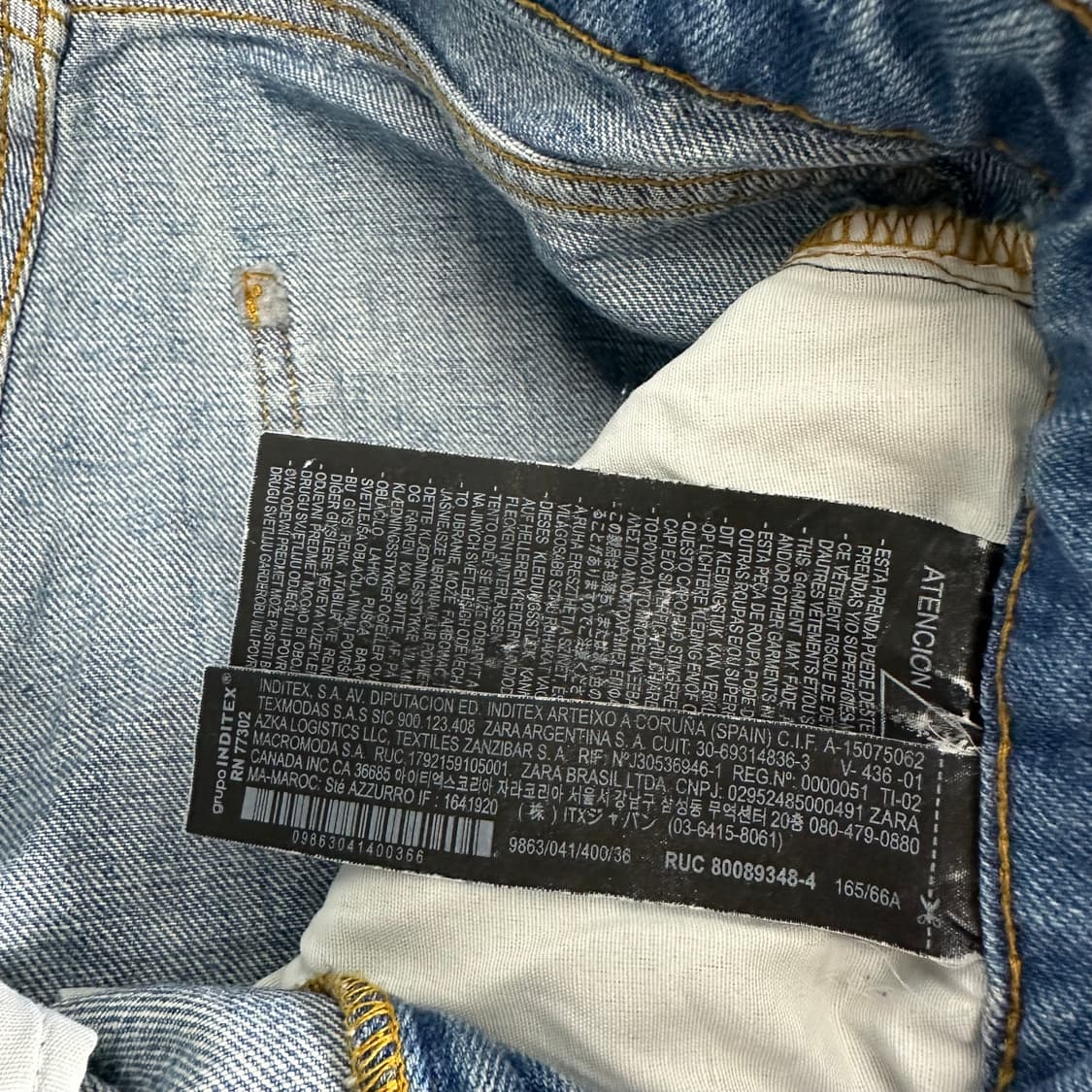 36 아더에러 X 자라 자더에러 연청 패치워크 페인트 데님팬츠 상품이미지5