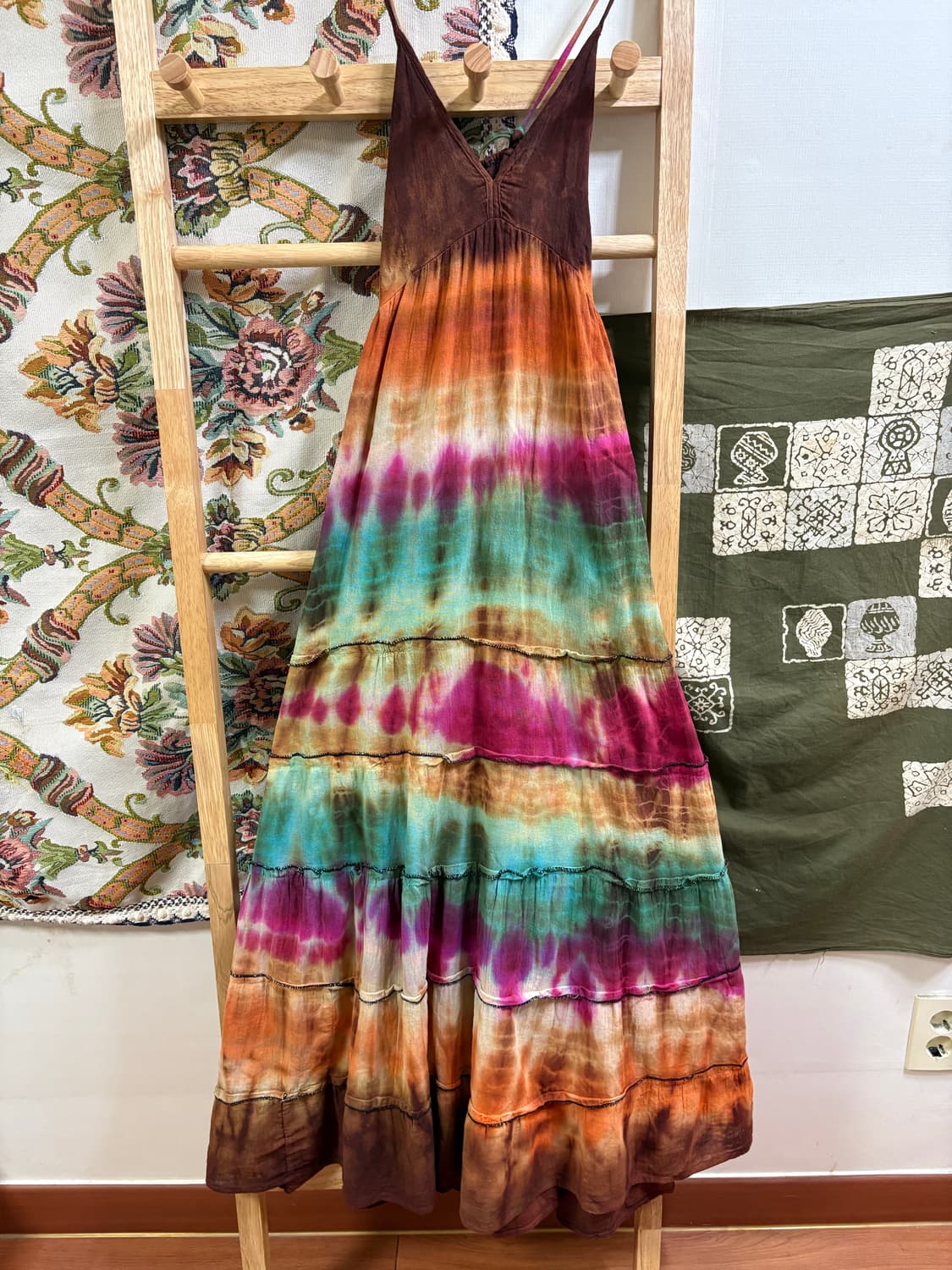 히피 에스닉 타이다이 롱 원피스 상품이미지1