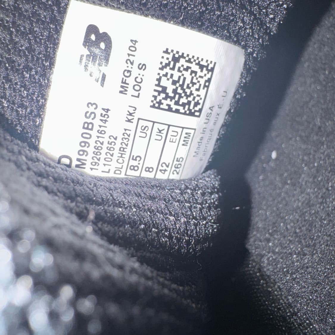 뉴발란스990v3  블랙 265사이즈 상품이미지5