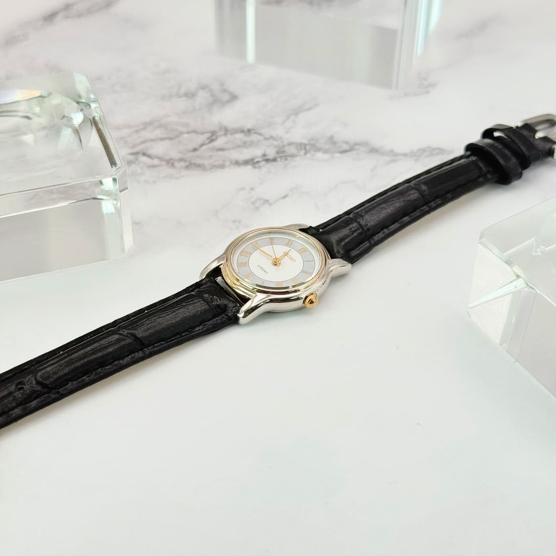 80s90s 빈티지 세이코 루센트 블루 샌드 다이얼 콤비 워치 상품이미지6