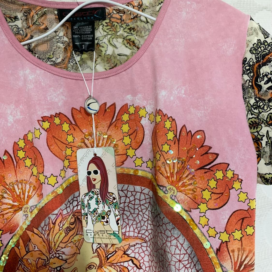 쿠스토 바르셀로나 레이스 패치워크 반팔 티셔츠 상품이미지6