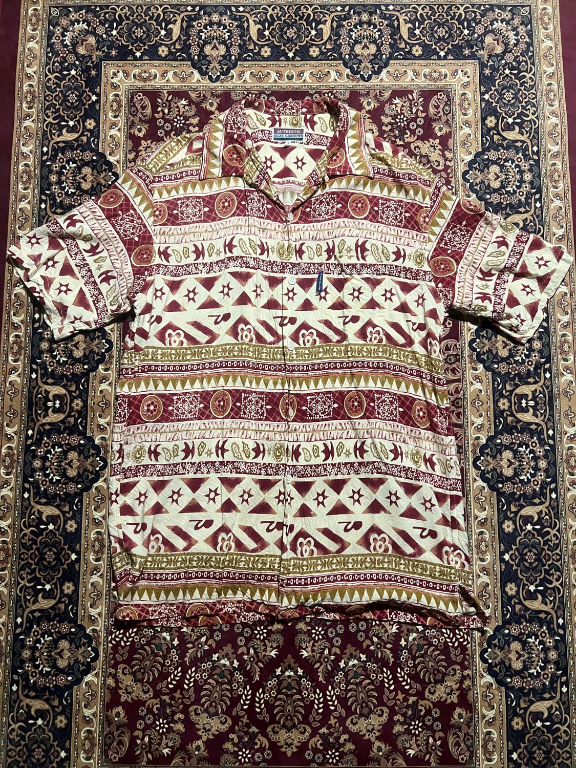 나이젤 카본 AUTHENTIC 에스닉 패턴 오픈카라 반팔 셔츠 상품이미지1