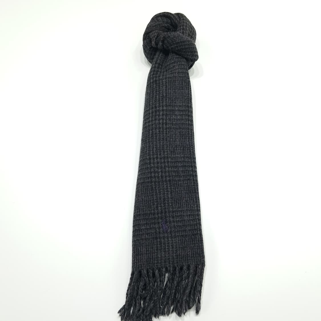 MX263 폴로 랄프로렌 하운드투스 다크그레이 양면 버진울 목도리 머플러 상품이미지4